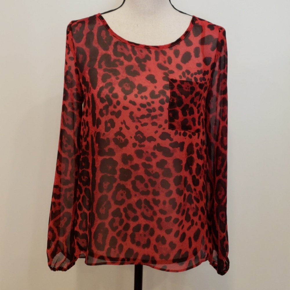 Ya Los Angeles Red & Black Silk Top - Small